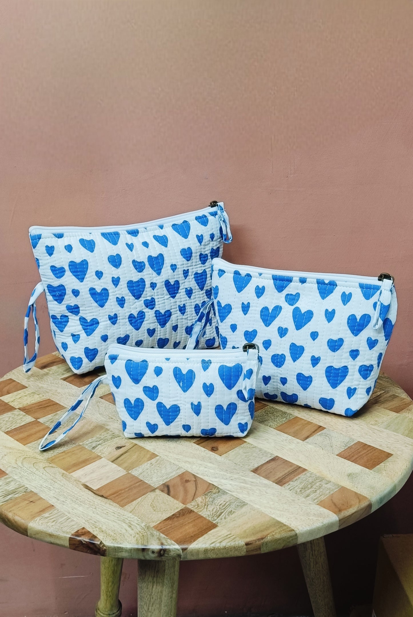 Set of 3 cosmetic bag/pouches with waterproof lining