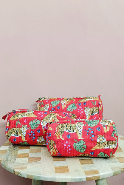 Set of 3 cosmetic bag/pouches with waterproof lining