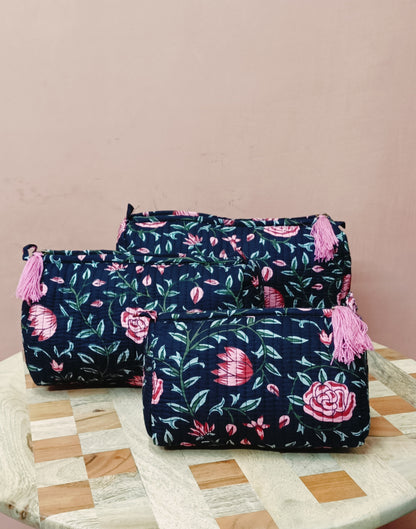 Set of 3 cosmetic bag/pouches with waterproof lining