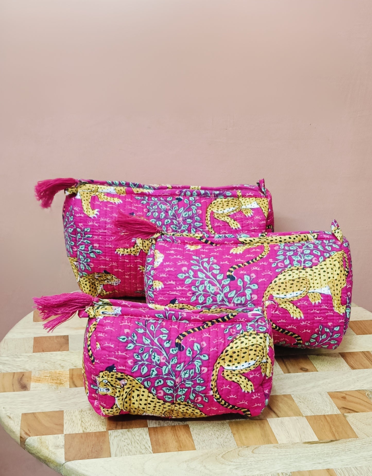 Set of 3 cosmetic bag/pouches with waterproof lining