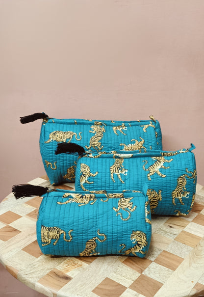 Set of 3 cosmetic bag/pouches with waterproof lining