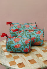 Set of 3 cosmetic bag/pouches with waterproof lining