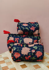 Set of 3 cosmetic bag/pouches with waterproof lining