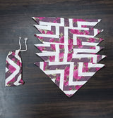 Drawstring bag with 6 hand block printed cotton table napkins