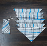 Drawstring bag with 6 hand block printed cotton table napkins