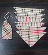 Drawstring bag with 6 hand block printed cotton table napkins