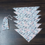 Drawstring bag with 6 hand block printed cotton table napkins