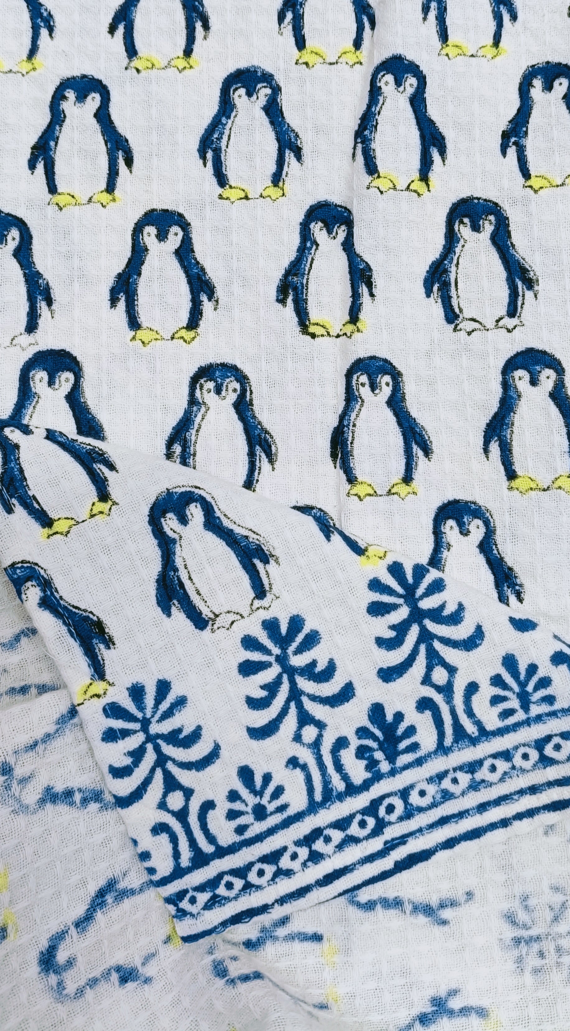 Hand Block Printed Honey Comb Cotton Bath Towel