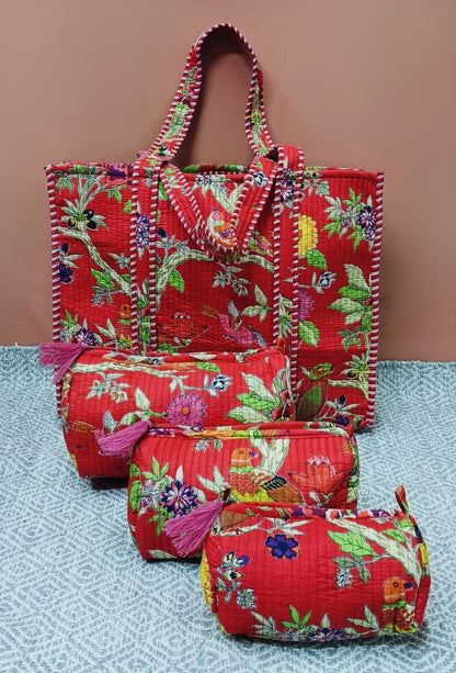 Tote Bag with set of 3 Pouches