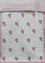 Handblock Printed Cotton Reversible Kids Razai/ Quilt- 60x90 inches