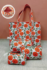 Cotton Tote Bag with Zip & Pouch Combo