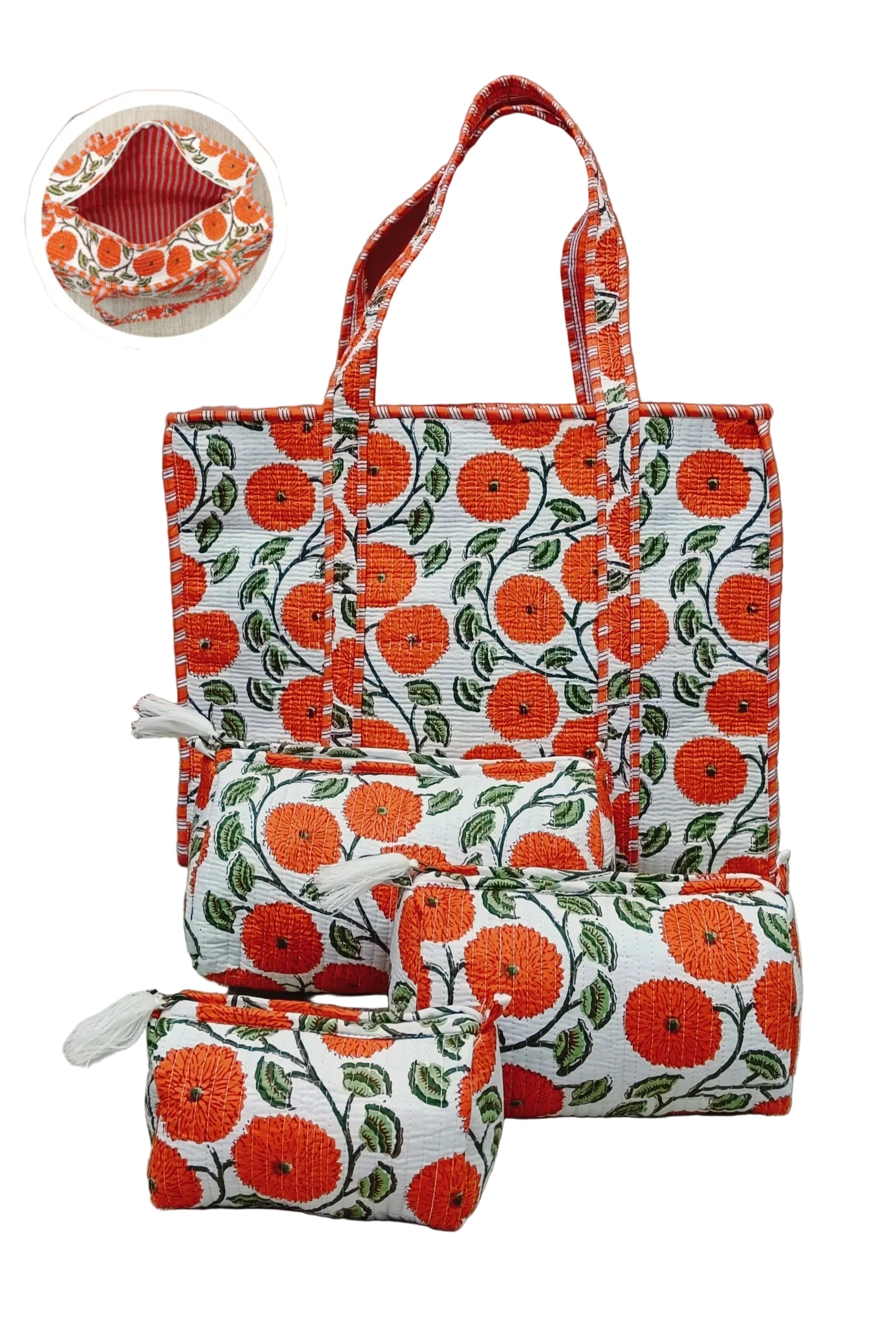 Cotton Tote Bag with Zip & Pouch Combo