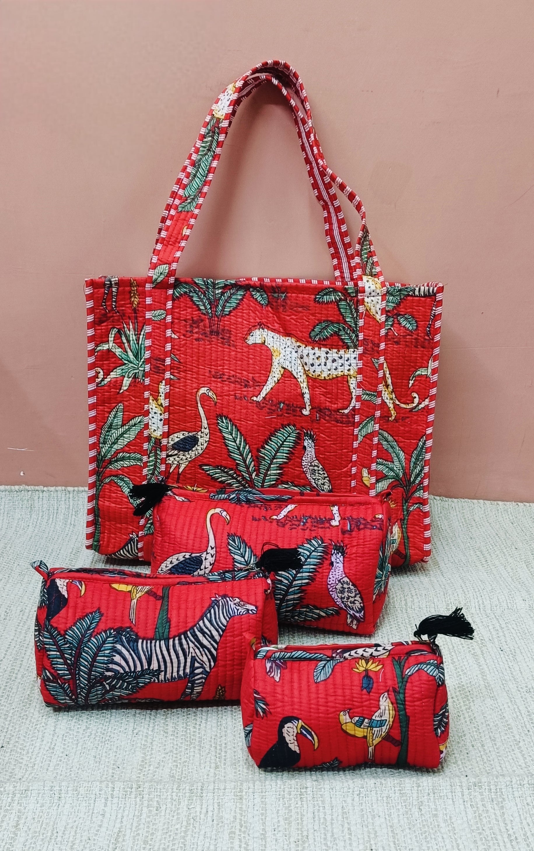 Diwali Gift Box – Stylish Tote Bag with 3 Coordinated Utility Pouches