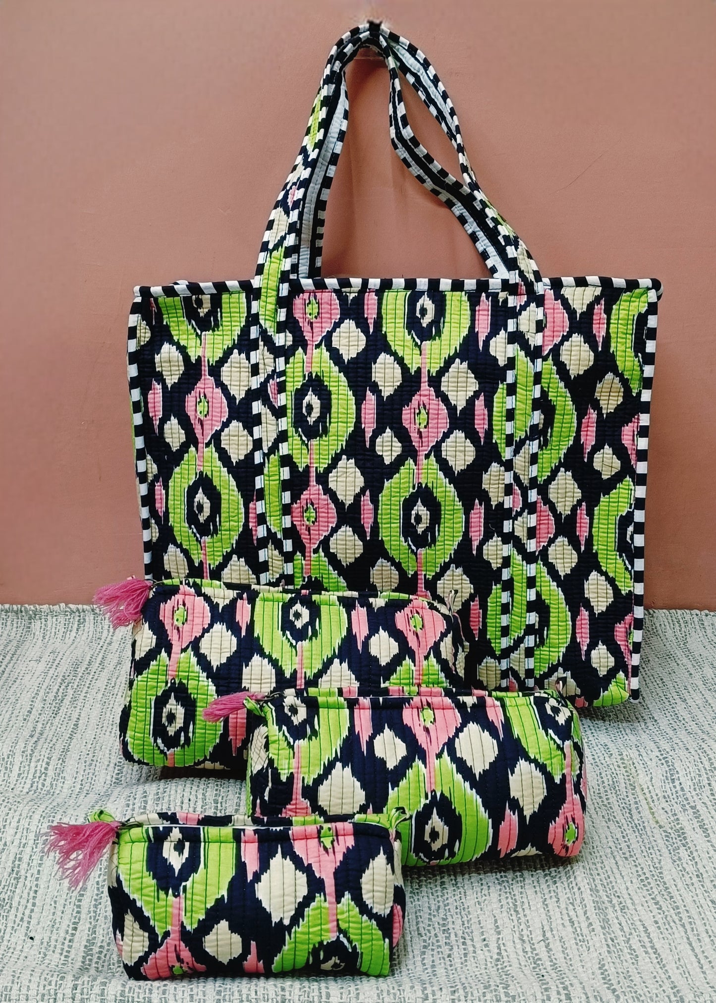 Cotton Tote Bag with Zip & Pouch Combo