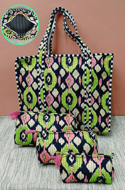 Cotton Tote Bag with Zip & Pouch Combo