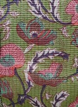 Handblock Printed Quilted Tote Bag without zip/button 17x18x 6 inches