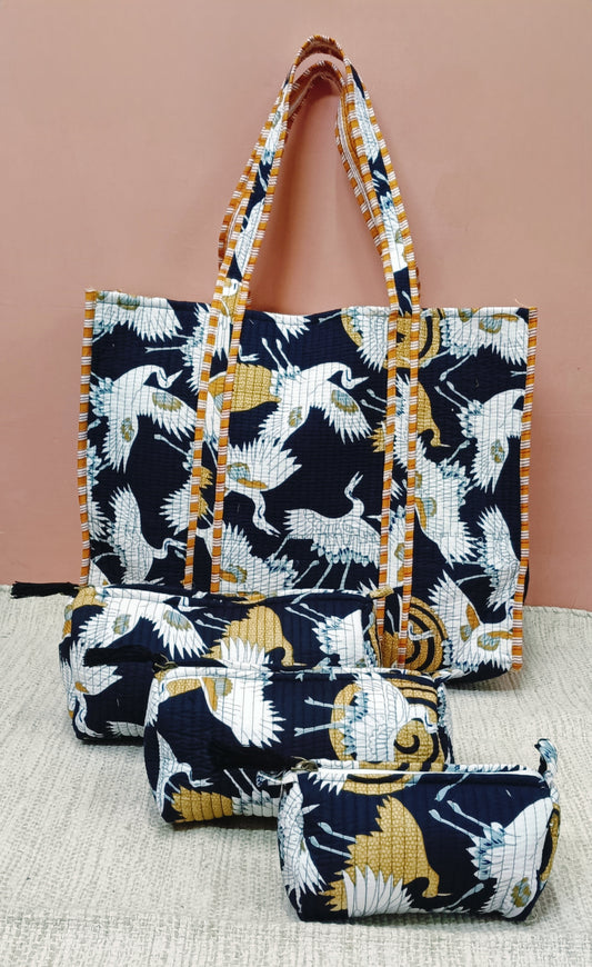 Tote Bag with set of 3 Pouches