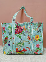 Handblock Printed Quilted Tote Bag without zip/button 17x18x 6 inches