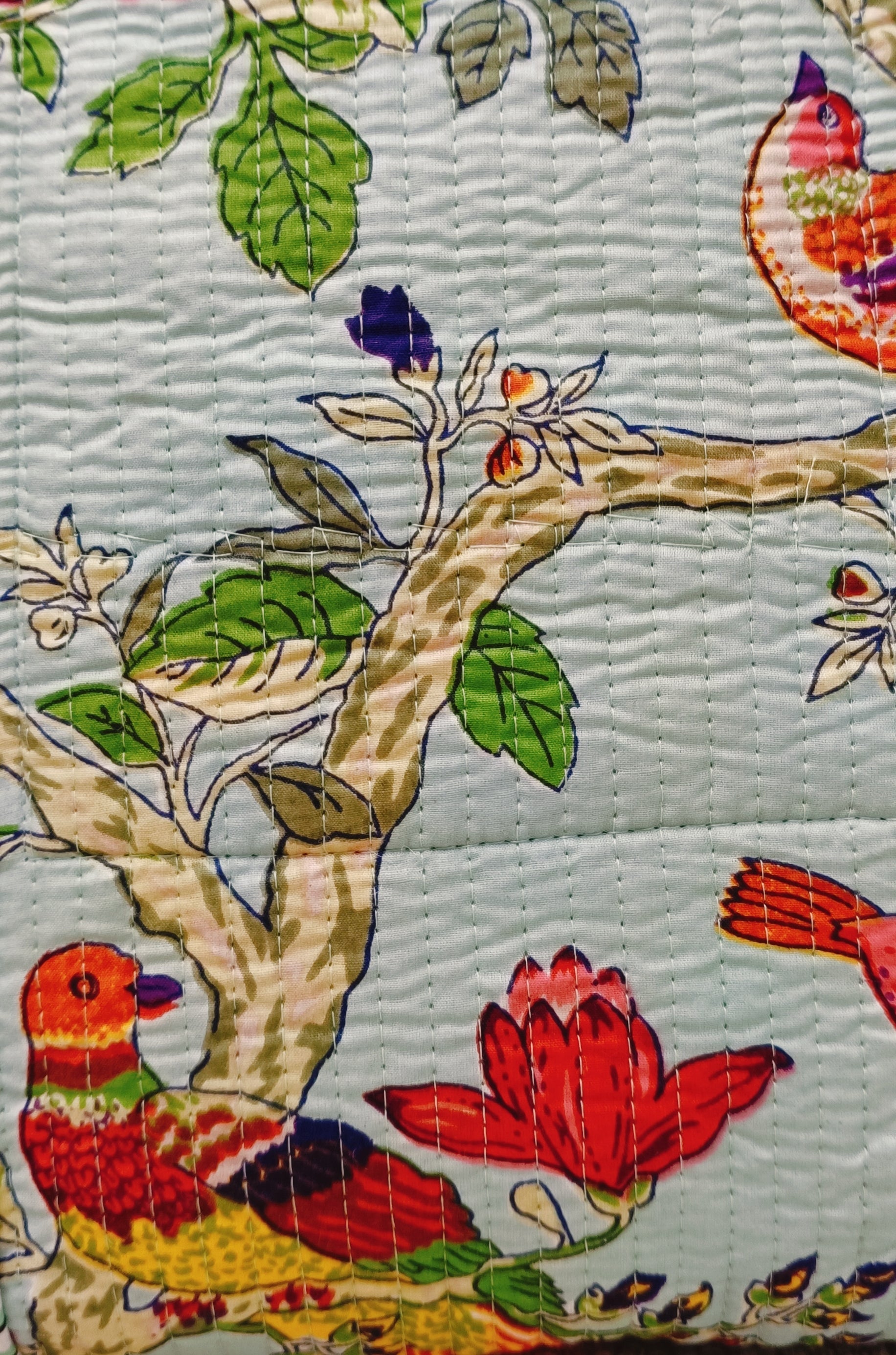 Handblock Printed Quilted Tote Bag without zip/button 17x18x 6 inches