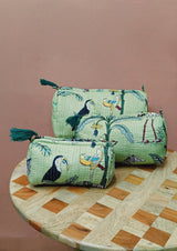 Set of 3 cosmetic bag/pouches with waterproof lining