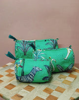 Set of 3 cosmetic bag/pouches with waterproof lining
