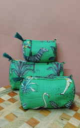 Set of 3 cosmetic bag/pouches with waterproof lining