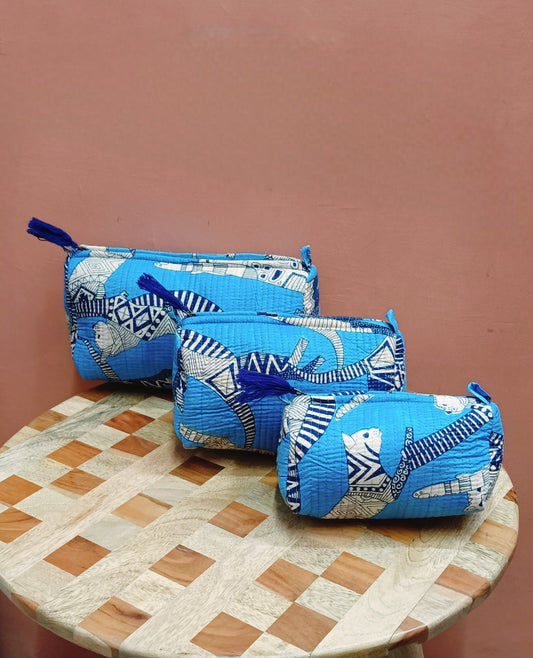 Set of 3 cosmetic bag/pouches with waterproof lining