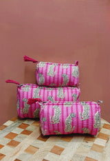 Set of 3 cosmetic bag/pouches with waterproof lining