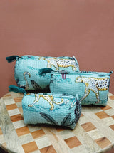 Set of 3 cosmetic bag/pouches with waterproof lining