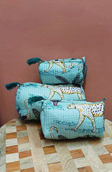 Set of 3 cosmetic bag/pouches with waterproof lining
