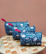 Set of 3 cosmetic bag/pouches with waterproof lining