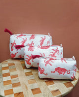 Set of 3 cosmetic bag/pouches with waterproof lining