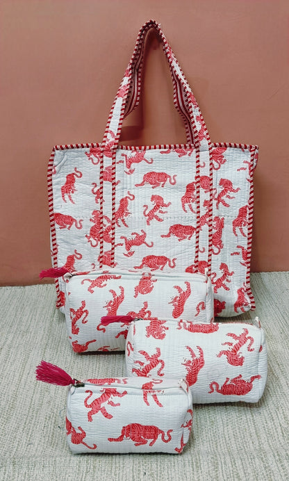 Cotton Tote Bag with Zip & Pouch Combo