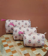 Set of 3 cosmetic bag/pouches with waterproof lining