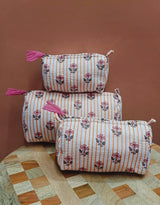 Set of 3 cosmetic bag/pouches with waterproof lining