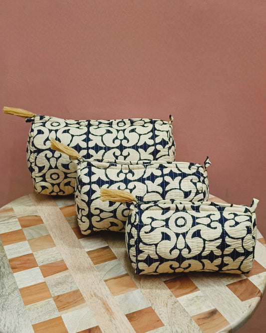 Set of 3 cosmetic bag/pouches with waterproof lining