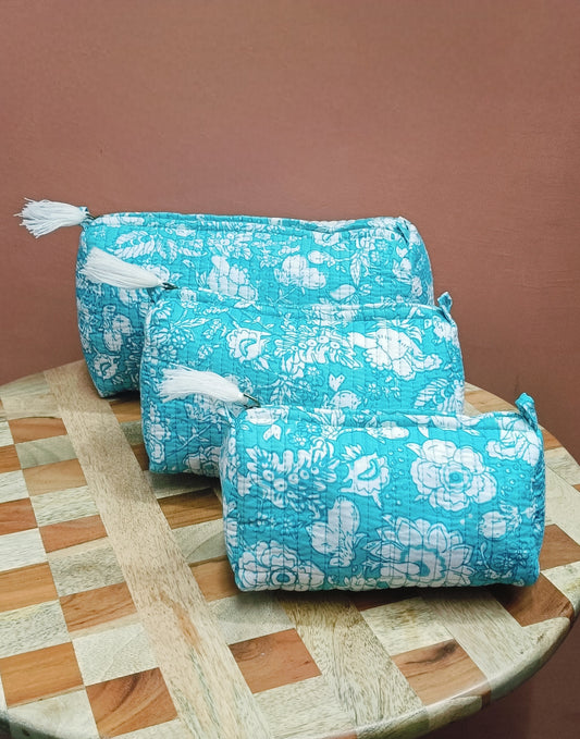 Set of 3 cosmetic bag/pouches with waterproof lining