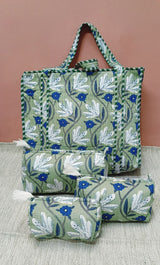 Cotton Tote Bag with Zip & Pouch Combo