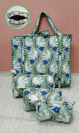 Cotton Tote Bag with Zip & Pouch Combo