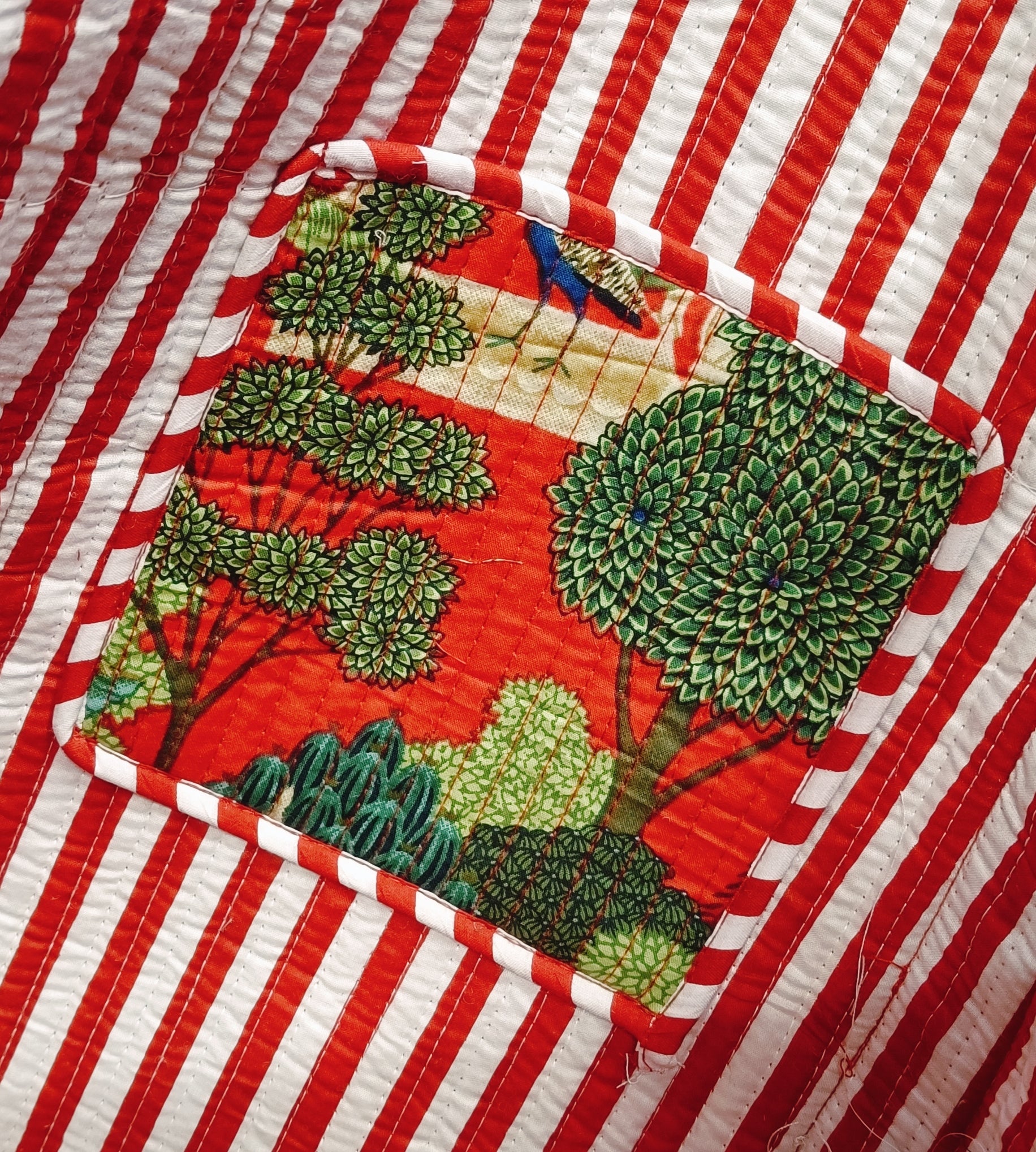Handblock Printed Quilted Tote Bag without zip/button 17x18x 6 inches