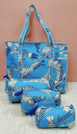 Cotton Tote Bag with Zip & Pouch Combo