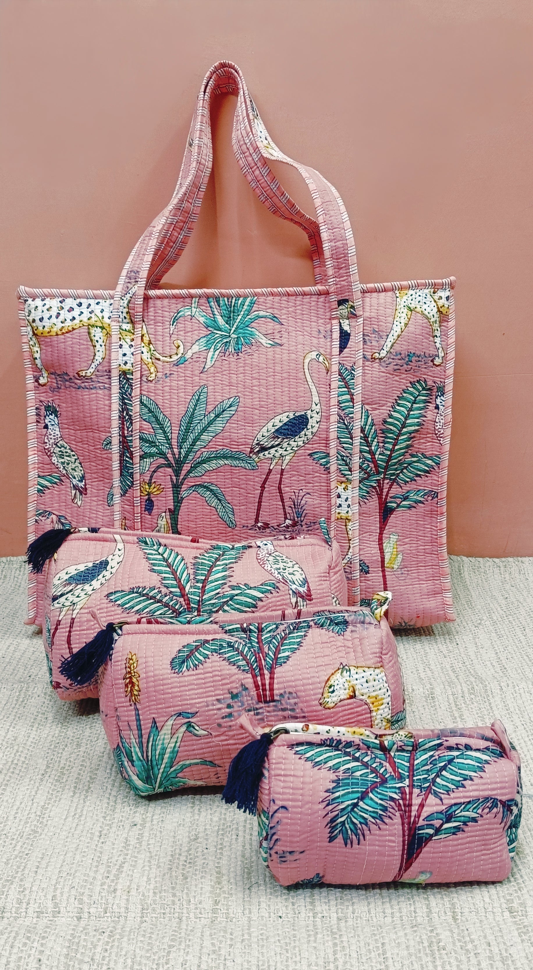 Cotton Tote Bag with Zip & Pouch Combo