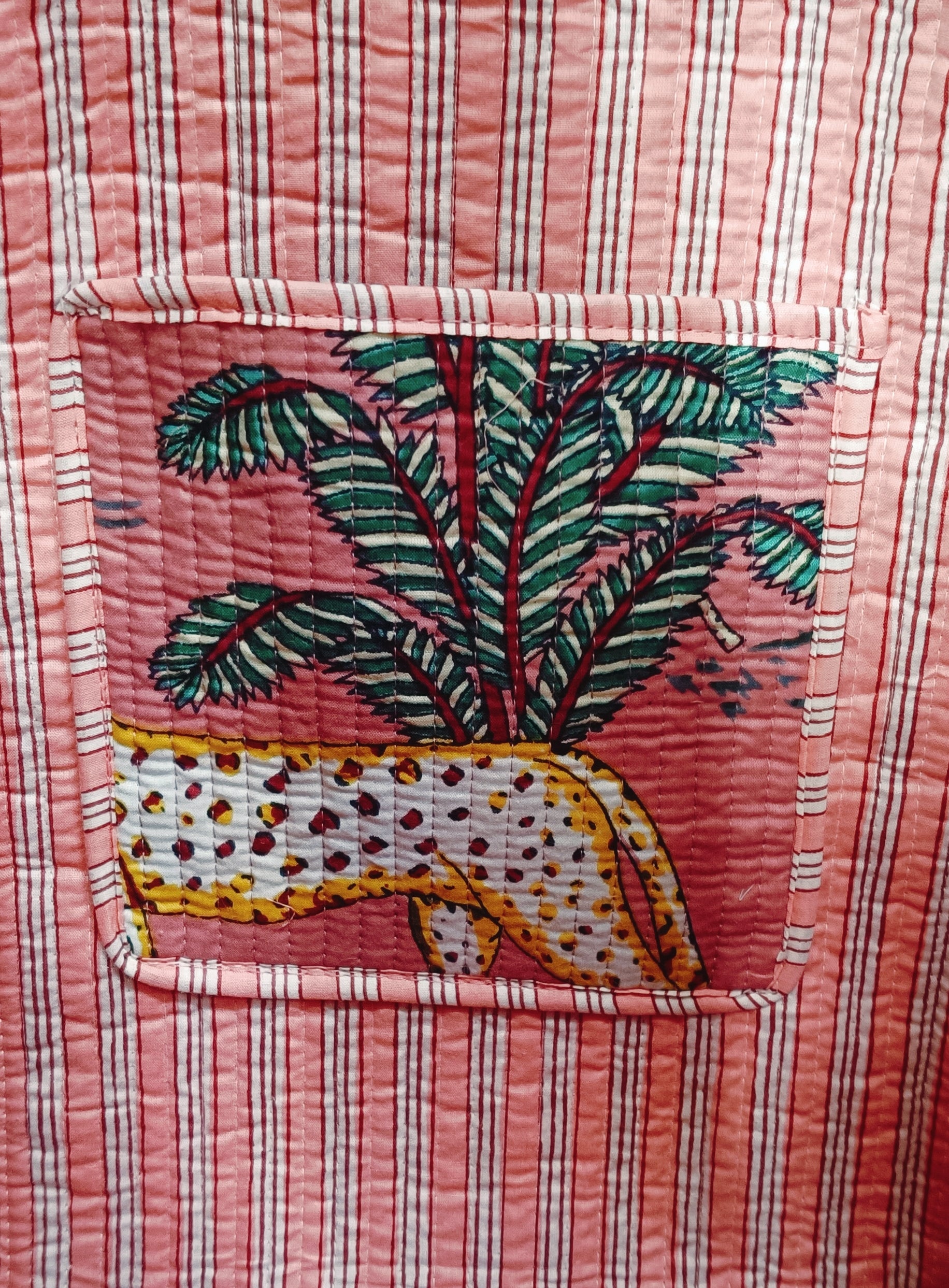 Handblock Printed Quilted Tote Bag with concealed zip ( 17x18x 6 inches)