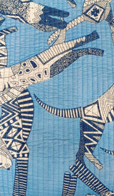 Handblock Printed Quilted Tote Bag with concealed zip ( 17x18x 6 inches)