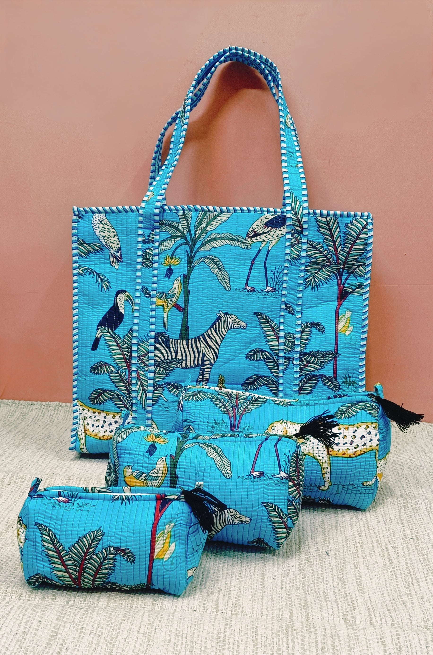 Cotton Tote Bag with Zip & Pouch Combo