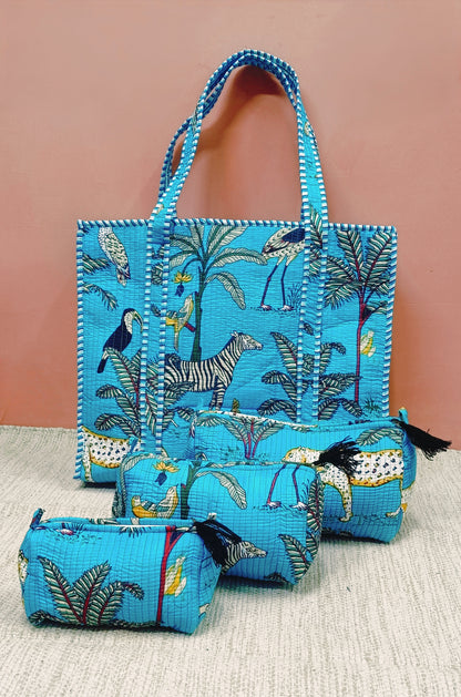Cotton Tote Bag with Zip & Pouch Combo