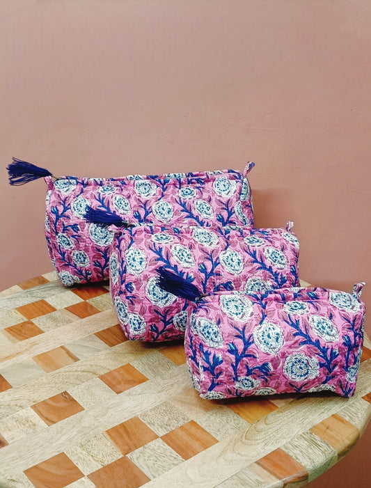 Set of 3 cosmetic bag/pouches with waterproof lining