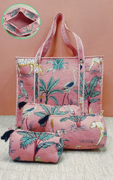 Cotton Tote Bag with Zip & Pouch Combo
