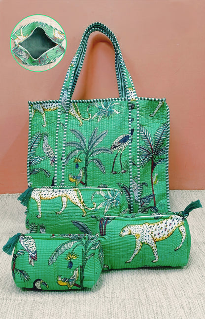 Cotton Tote Bag with Zip & Pouch Combo