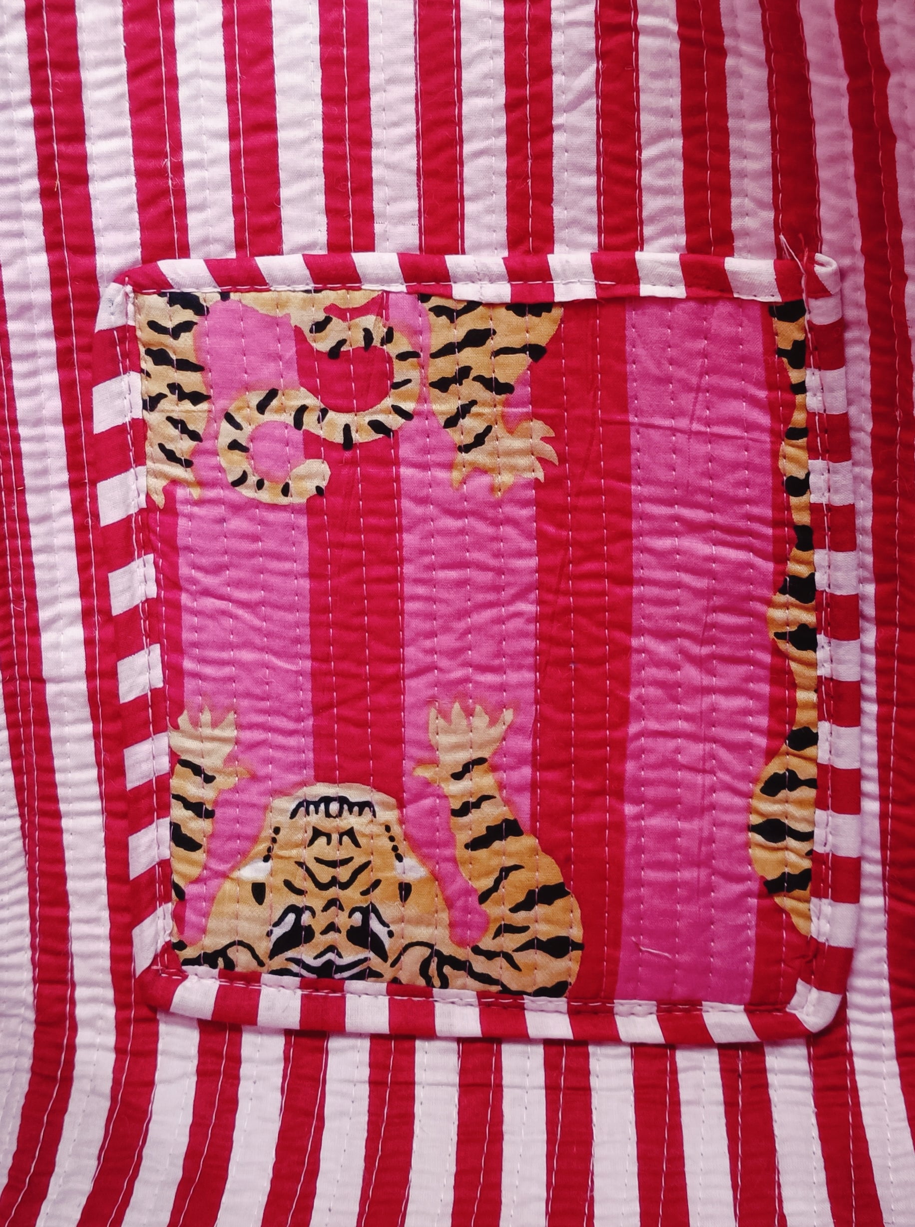 Handblock Printed Quilted Tote Bag without zip/button 17x18x 6 inches